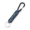 Outdoor paracord keychain with black carabiner and blue camo woven nylon cord for daily use. - Blue Camouflage