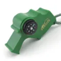 Sifflet de survie multifonction vert d'extérieur avec boussole intégrée et cordon pour randonnée. - Vert