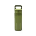 Detail shot of portable outdoor EDC aluminum alloy sealed storage canister with knurled grip. - Army Green
