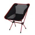 Portable folding camping chair outdoor lightweight moon chair with mesh breathable red frame - Red