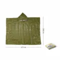 Emergency survival rain poncho detail view, lightweight waterproof outdoor camping gear. - Army Green