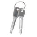 Portable mini screwdriver keychain tool set with flathead and phillips bits for outdoor EDC. - Cross and Flathead Set / Silver
