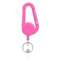 Einziehbarer Ausweishalter Karabiner Clip mit Schlüsselring und Seil für Rucksack und ID Karte. - Rosa