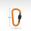 Aluminum D-shaped locking carabiner, 80mm outdoor camping and hiking snap hook tool. - Gold