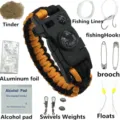 Kit de bracelet paracorde de survie en plein air avec boussole et outils d'urgence. - Bracelet en Paracorde Multifonctionnel / Noir Orange