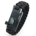 Outdoor Überlebens Paracord Armband mit Kompass und Feuerstahl Multifunktionswerkzeug. - Schwarz