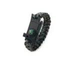 Detailansicht des Paracord Überlebensarmbands mit integriertem Kompass und robuster Schnalle. - Seeblau Camouflage