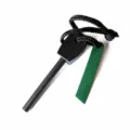 Großer Outdoor Feuerstarter Magnesiumstab mit Schaber und Kordel für Camping und Survival - Schwarz
