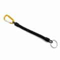 Cordón en espiral negro con mosquetón dorado y llavero, cuerda de seguridad para herramientas. - Dorado