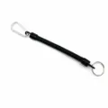 Spiralkabel-Schlüsselband mit Karabiner und Schlüsselring, vielseitige Sicherheitsleine. - Silber