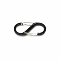 Detailed view of the black S-shaped carabiner metal double buckle hook for EDC gear. - Black
