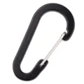 Detailed view of black flat wire carabiner buckle, ideal for paracord lanyards and bags. - Black