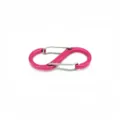 Detailed close-up view of the vibrant pink aluminum alloy S-biner dual spring carabiner clip. - Rose Red
