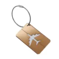 Étiquette de bagage élégante en aluminium avec câble en acier et motif d'avion chic. - Or clair