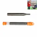 Stainless steel telescopic fire bellow pocket tool detail view with clear storage tube. - 9.5cm / Orange