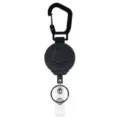 Porte-clés rétractable noir avec mousqueton et câble en acier pour activités en plein air. - Boucle Rétractable Diamant