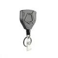Porte-clés rétractable géométrique noir d'extérieur avec câble en acier anti-perte résistant - Boucle Rétractable Bouclier
