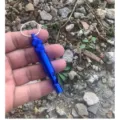 Blue aluminum survival whistle with waterproof compartment and keyring for outdoor camping gear. - Blue
