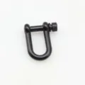 Black metal U shackle detail shot, sturdy paracord bracelet accessory and survival hardware fitting. - Black U-Shaped Round Head