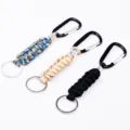 Outdoor survival paracord keychain with metal carabiner and keyring, durable utility. - Outdoor Paracord Style