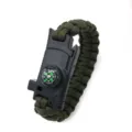 Taktisches Outdoor Überlebens Paracord Armband mit Kompass und Pfeife zum Wandern. - Grün