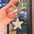Portachiavi pentagramma strass scintillante cristallo anello chiave auto borsa ciondolo - Bianco AB