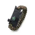 Taktisches Überlebens-Paracord-Armband mit Kompass Pfeife und Feuerstahl für Outdoor Abenteuer - Armeegrünes Camouflage