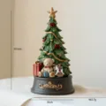 Resin Christmas Tree Music Box with Teddy Bear Figurine Holiday Home Tabletop Decor Gifts - 20cm Rotating Musical Bear Christmas Tree