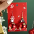 Boucles d'oreilles boule de Noël rouge bijoux festifs cadeau de fête jolies accessoires - Boucles d'Oreilles en Alliage Pendentif Boule Rouge (SD1123)