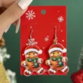 Boucles d'oreilles bonhomme de pain d'épices de Noël mignon chapeau de père Noël bijoux de fête - Boucles d'Oreilles Bonhomme de Pain d'Épices (SD1198)