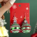 Boucles d'oreilles boule de Noël rayées rouge et vert bijoux de fête pour femmes - Clous d'Oreilles Boule de Noël Rouge et Verte (SD1199)