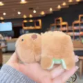 Plush capybara keychain cute water animal bag pendant soft toy gift for kids and friends. - Brown Capybara to Turtle (Plush Animal Reversible)