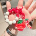 Christmas tree keychain cute acrylic quicksand bag charm pendant for women winter gift - Red Christmas Tree
