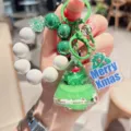Beaded quicksand Christmas tree keychain acrylic bag pendant detail view cute holiday accessory - Green Christmas Tree