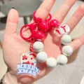 Christmas beaded keychain cute acrylic Santa bag charm winter holiday accessory! - Snowman Santa Claus Beaded