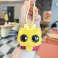 Simpatico portachiavi gatto occhi pop in silicone giocattolo decompressione giallo - Giallo
