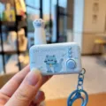 Cute blue cat decompression keychain with funny cat fishing design and lovely glowing toy pendant. - Blue Cat Paw Jump Light