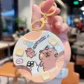 Cute Capybara Toy Keychain Interactive Button Bag Pendant Cartoon Gift for Students - Coffee Capybara Style