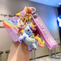Portachiavi unicorno cartone animato simpatico gomma viola arcobaleno borsa ciondolo regalo - Unicorno Blu