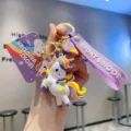 Simpatico portachiavi unicorno cartone animato, ciondolo borsa arcobaleno per accessori auto. - Unicorno Bianco