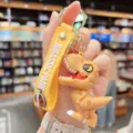 Porte-clés dinosaure Jurassic Park mignon dessin animé 3D T-Rex pendentif sac à dos cadeau - Tyrannosaurus Rex orange
