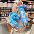 Jurassic Park porte-clés dinosaure mignon dessin animé bleu 3D pendentif de sac à dos cadeau - Parasaurolophus Bleu