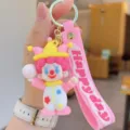 Cute cartoon circus clown epoxy keychain pink bag pendant lovely keyring best friend gift - Clown in Pink Clothes