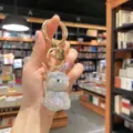 Rhinestone unicorn keychain bag charm, sparkling crystal cartoon animal pendant for car keys and gifts. - AB Color
