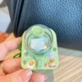 Miniature creative cute DIY fried egg machine keychain children decompression toy bag pendant - Green Duck Handle