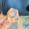 Mini mignon porte-clés machine à œufs au plat bricolage jouet décompression sac pendentif - Chiot Café Clair