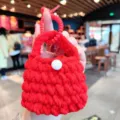 Porte-monnaie crocheté rouge fait main mini pochette écouteurs joli porte-clés sac - Porte-Monnaie Fil de Laine - Rouge