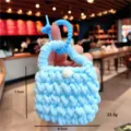 Porte-clés monnaie tricoté bleu artisanal, mini sachet en peluche mignon pour clés et écouteurs. - Porte-Monnaie Fil de Laine - Bleu Ciel