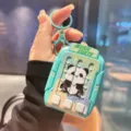 Cute panda rhythm game machine keychain creative toy bag pendant gift for kids and teens - Dance Machine Shape / Green Panda
