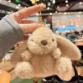 Cute fluffy bunny plush keychain, soft toy doll bag charm for women and girls daily use. - Coffee
